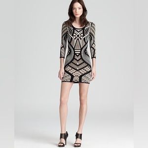 Art Deco Print Mini Sweater Dress